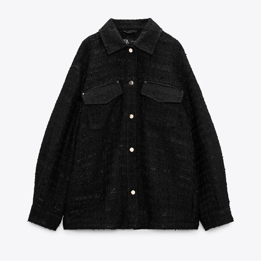 Zara Black Utility Jacket with Relaxed Fit